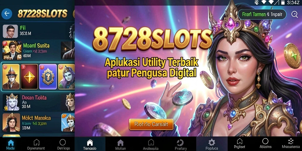 Tampilan antarmuka utama aplikasi 8728SLOTS yang intuitif dan menarik.