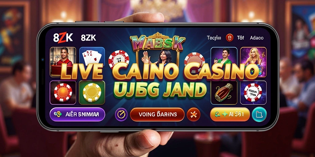 Screenshot 8ZK menampilkan dealer langsung dan meja permainan yang seru.
