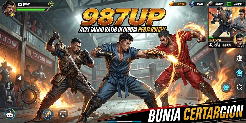 Tampilan gameplay seru dari 987UP dengan aksi pertarungan yang mendebarkan.