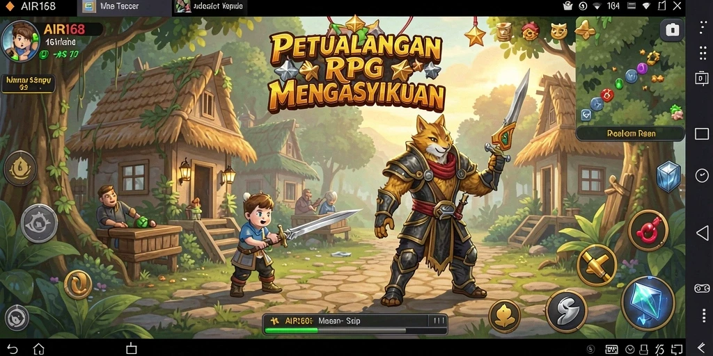 Tangkapan layar utama AIR168 menampilkan aksi gameplay RPG yang seru.