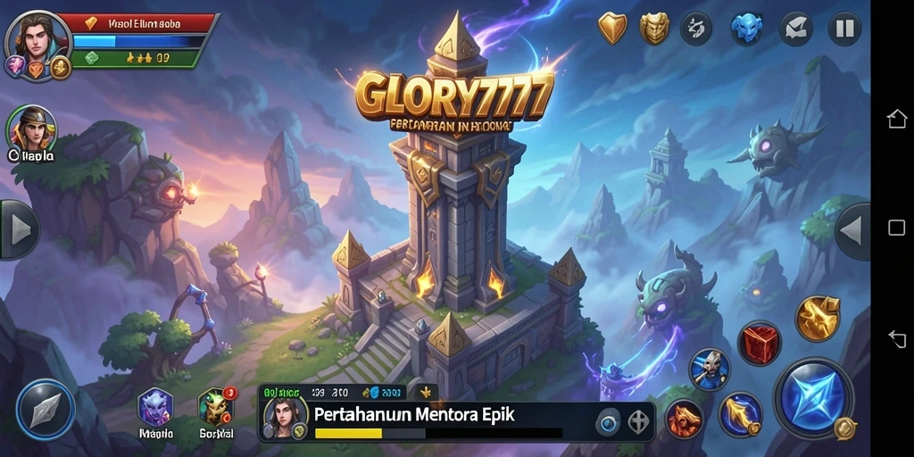Tampilan menakjubkan dari gameplay Tower Defense di GLORY777.