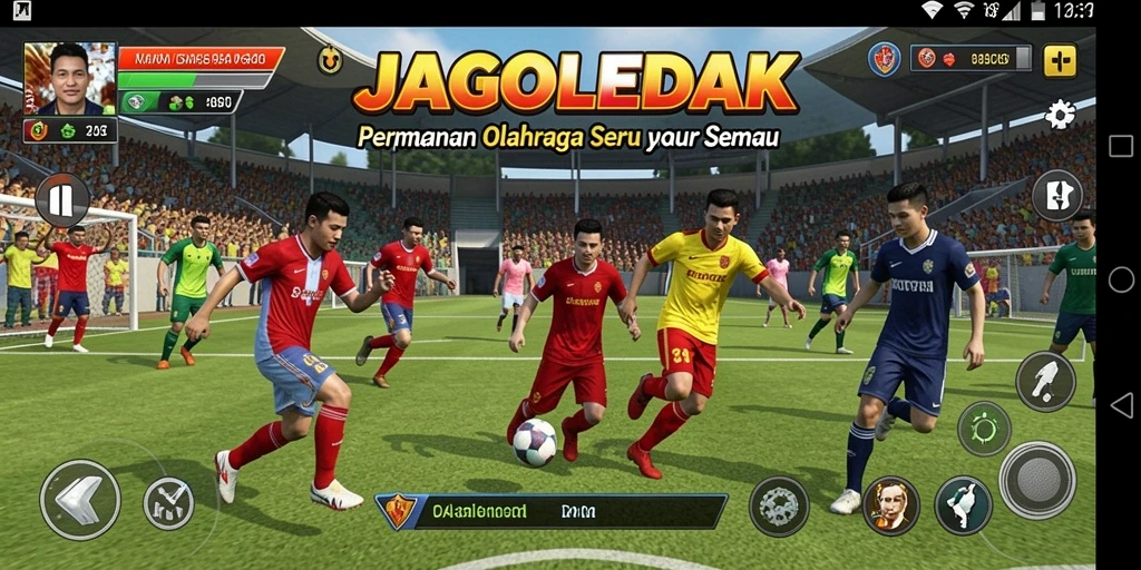 Tampilan gameplay JAGOLEDAK dalam aksi olahraga yang seru.