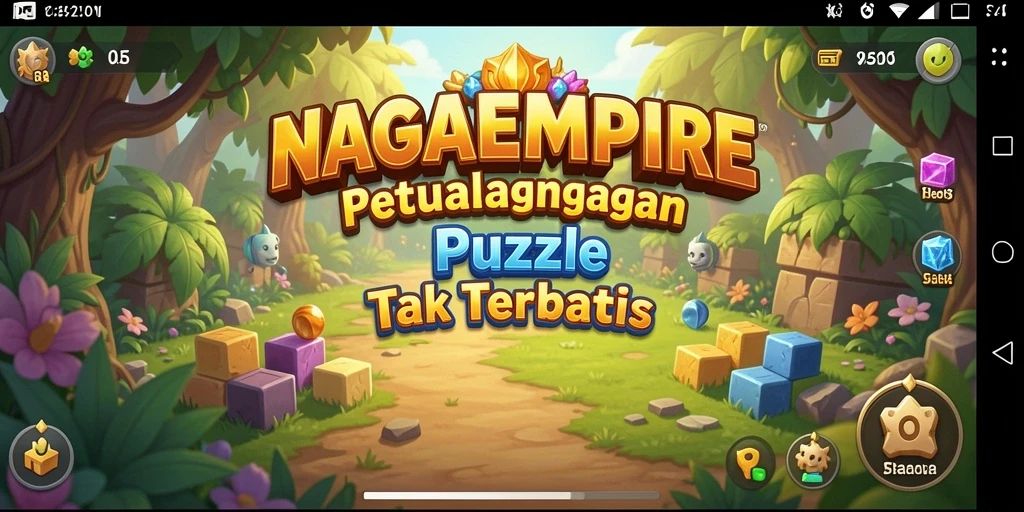 Tampilan gameplay NAGAEMPIRE dengan teka-teki yang menantang dan warna-warni.