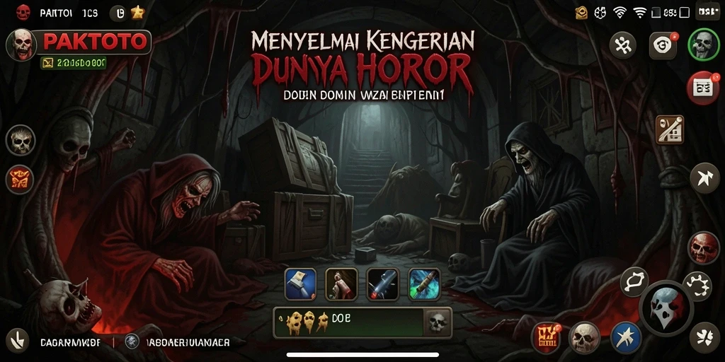 Tampilan gameplay PAKTOTO dengan suasana horor yang mendalam.