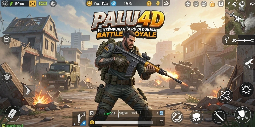 Screenshot PALU4D menampilkan aksi pertempuran mendebarkan di pulau yang penuh tantangan.