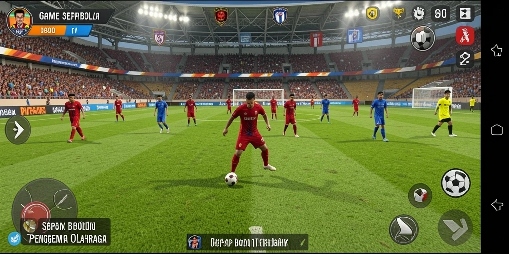 Tampilan gameplay sepak bola yang mendebarkan dan realistis.