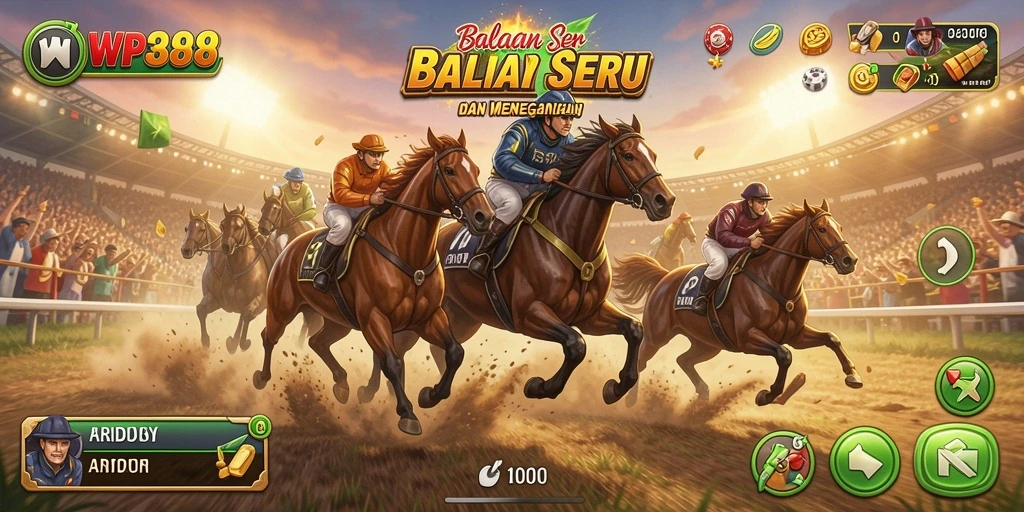 Tampilan gameplay seru di lintasan balap WP888 yang penuh tantangan.